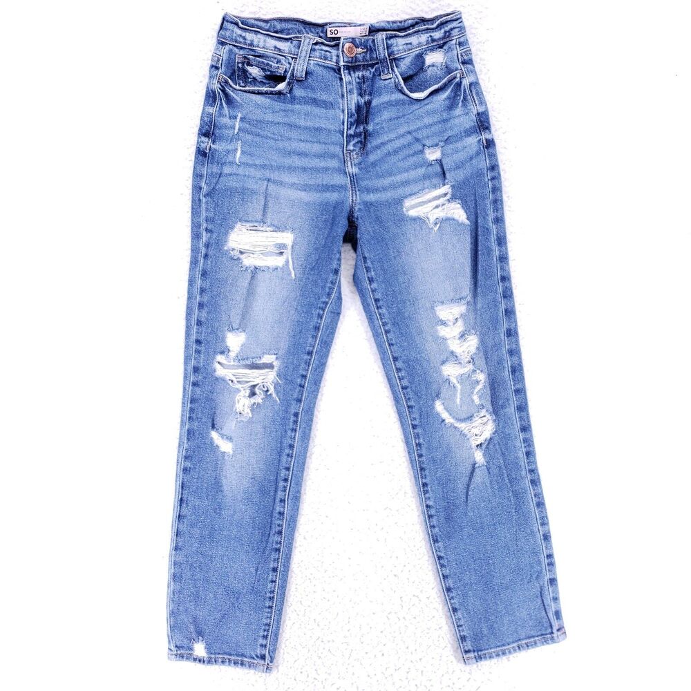 So Jeans Denim Cotton Women SZ 26 Blue Straight Stretch VTG High Rise 90s Slim